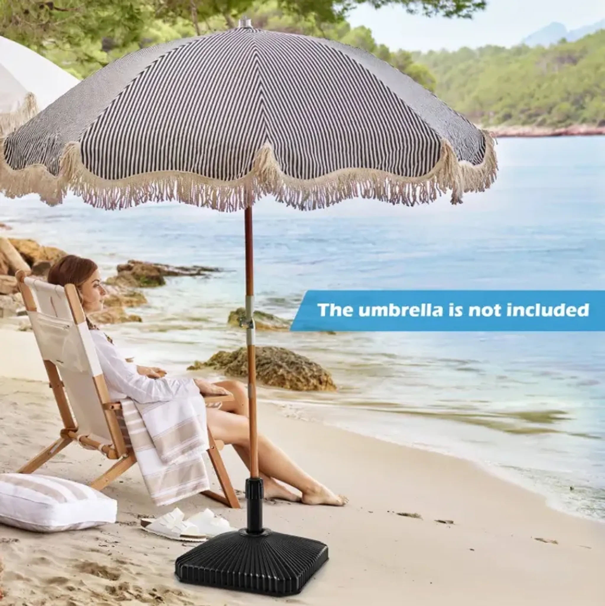 Fillable Umbrella Base With Shell Texture And 3 Coupler Sizes Costway ...