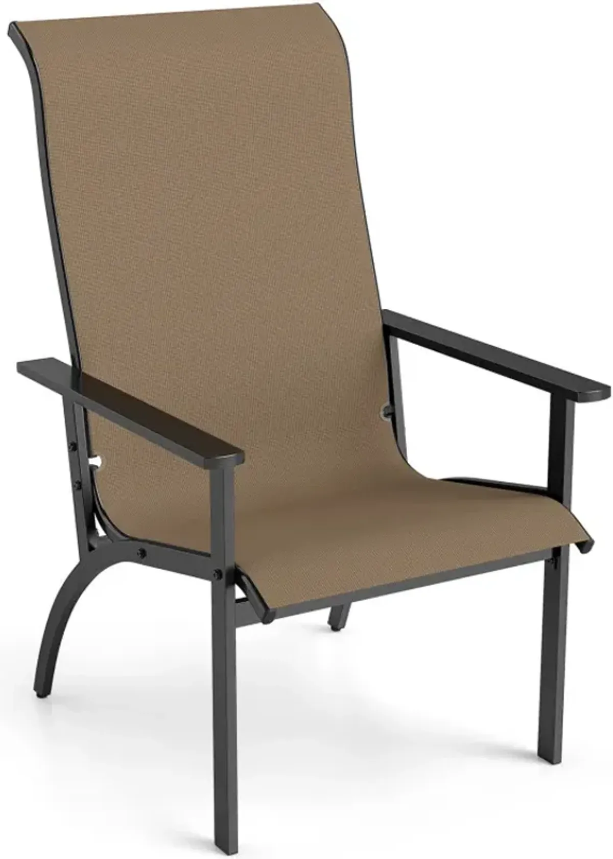 Outdoor Adirondack Chair with High Back and Metal Frame for Porch Garden