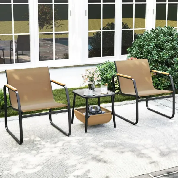 3 Pieces Patio Furniture Set Outdoor Bistro Conversation Set