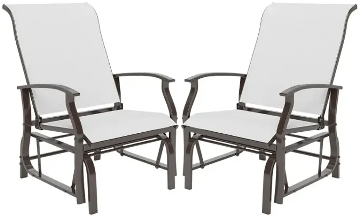 Outdoor Glider Chairs Set of 2 with Ergonomic Backrest and Seat