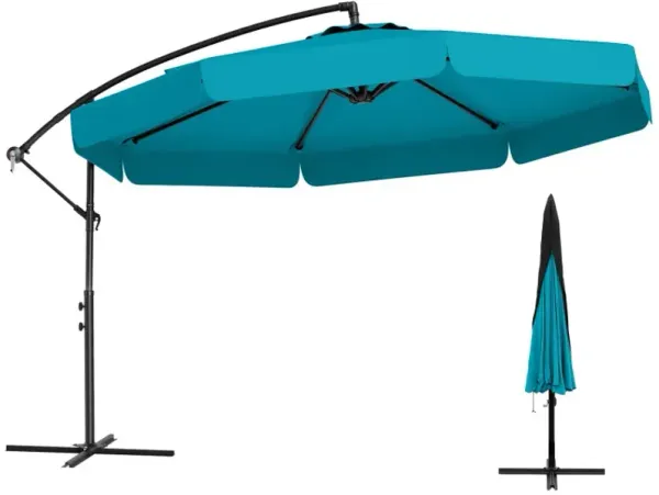 10 Feet Patio Cantilever Umbrella with Cover Tilt Adjustment and Ruffled Edge