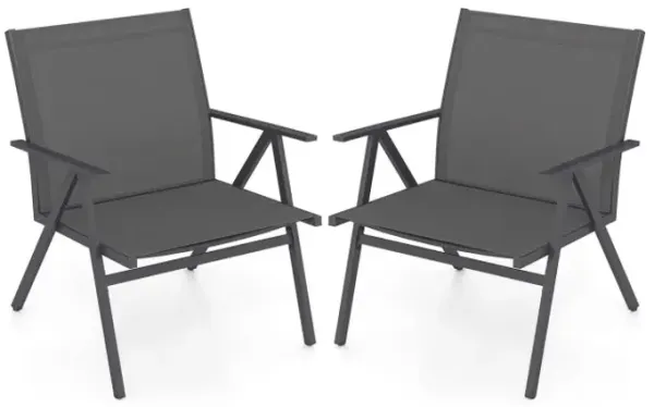 Patio Chairs Set of 2 with Breathable Mesh Fabric and Metal Frame