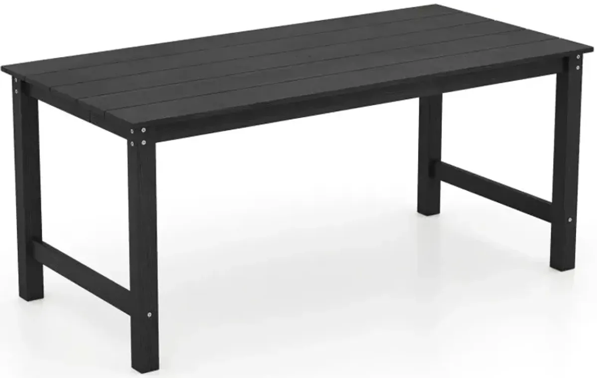 HDPE Outdoor Dining Table for 6 Person with Wood-Like Tabletop and Umbrella Hole