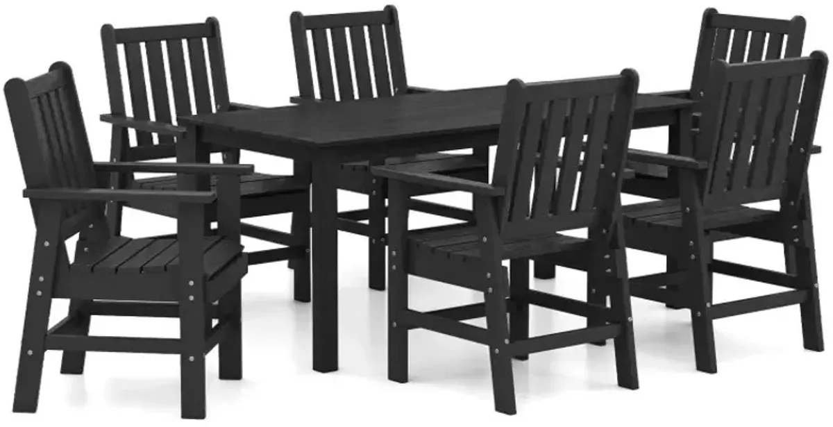 7 Pieces Patio Dining Set Outdoor HDPE Weather Resistant Table and Chairs Set