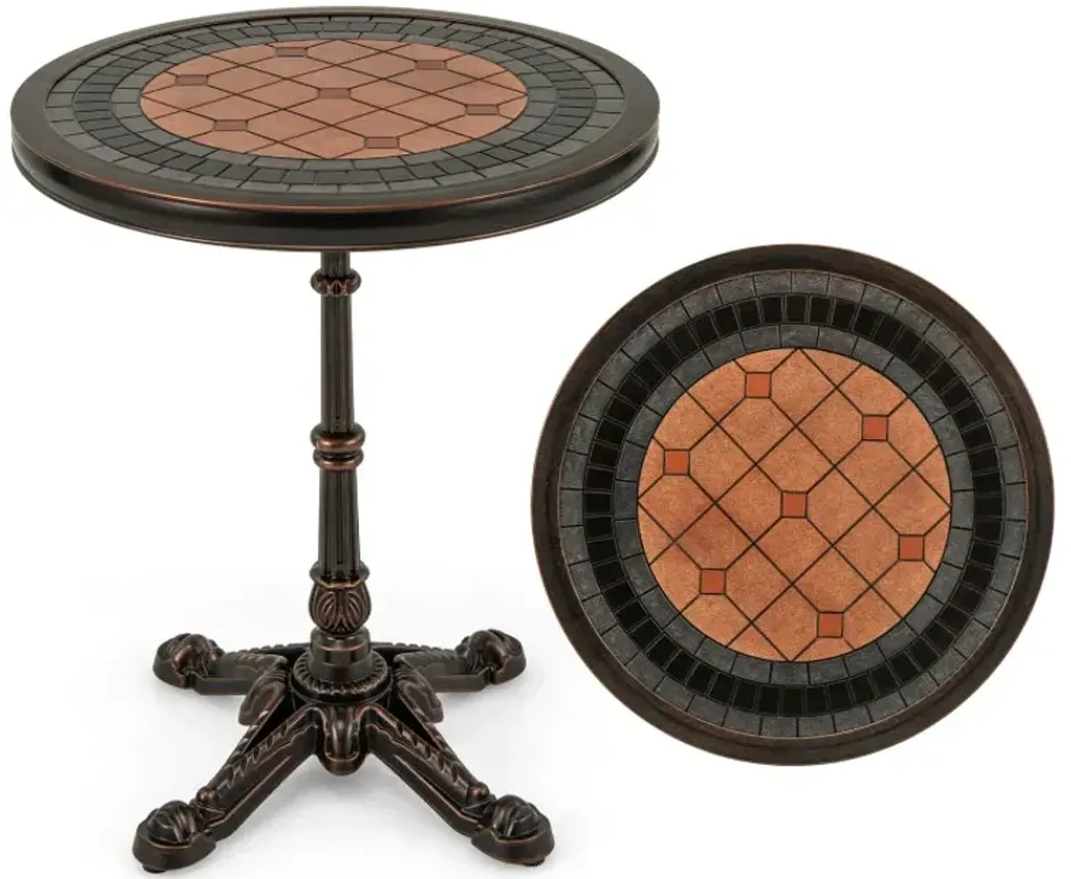 24" Round Patio Dining Table Weather-resistant Cast Aluminum Table