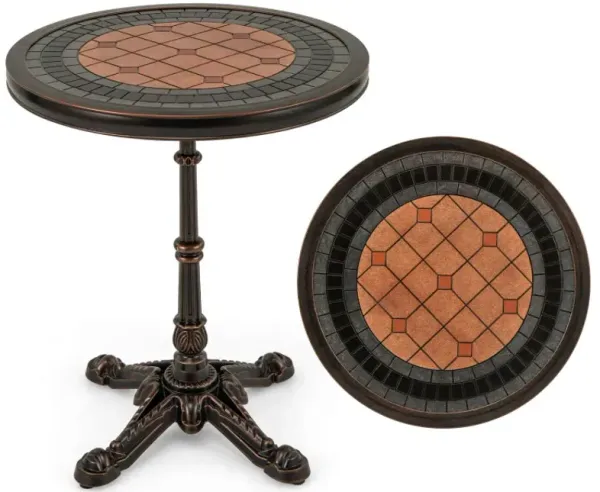 24" Round Patio Dining Table Weather-resistant Cast Aluminum Table