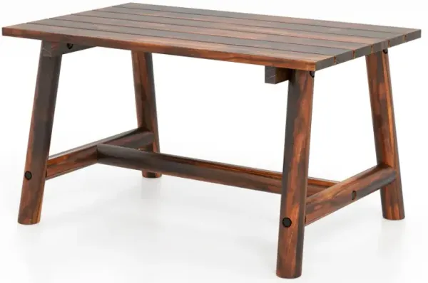 Solid Wood Patio Table with Slatted Tabletop for Garden Lawn Porch Balcony Poolside Living Room