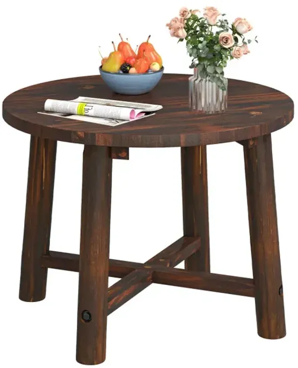 Patio End Table with Solid Wood Structure for Garden Deck Poolside and Indoors