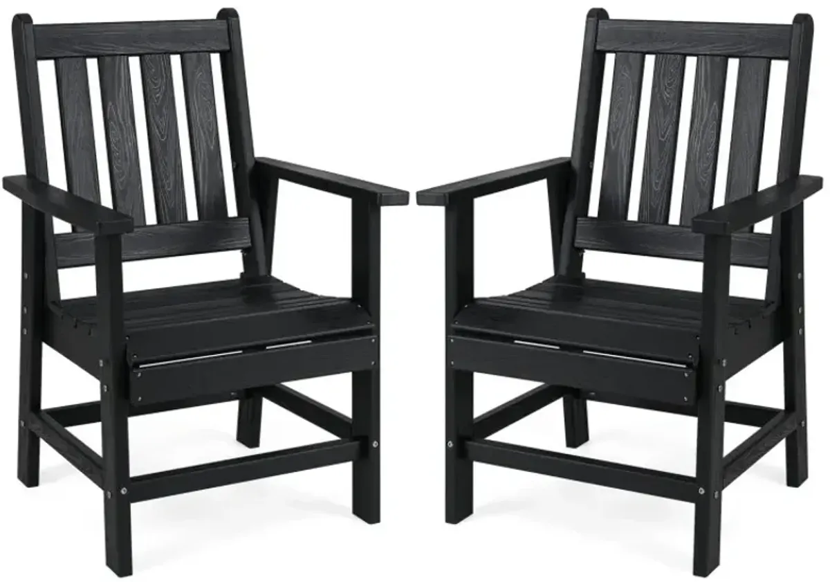 Set of 2 Patio Dining Chairs with Wide Armrests