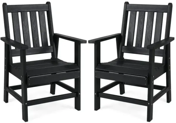 Set of 2 Patio Dining Chairs with Wide Armrests