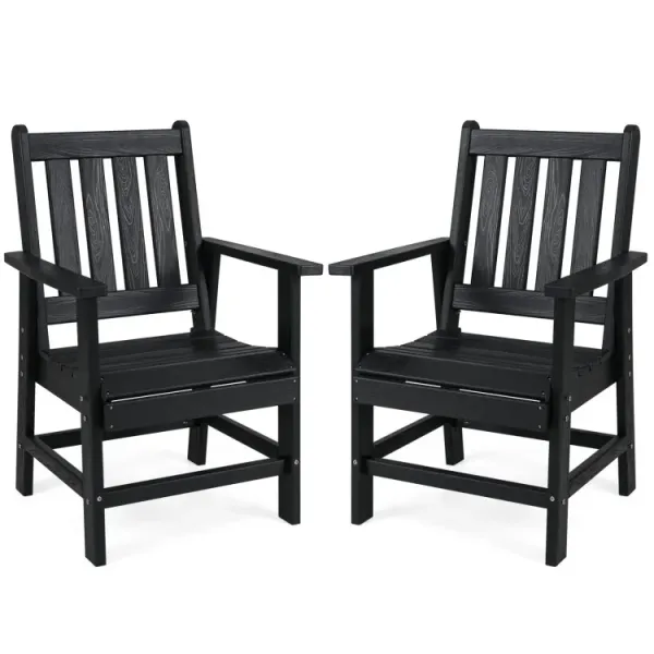 Set of 2 Patio Dining Chairs with Wide Armrests