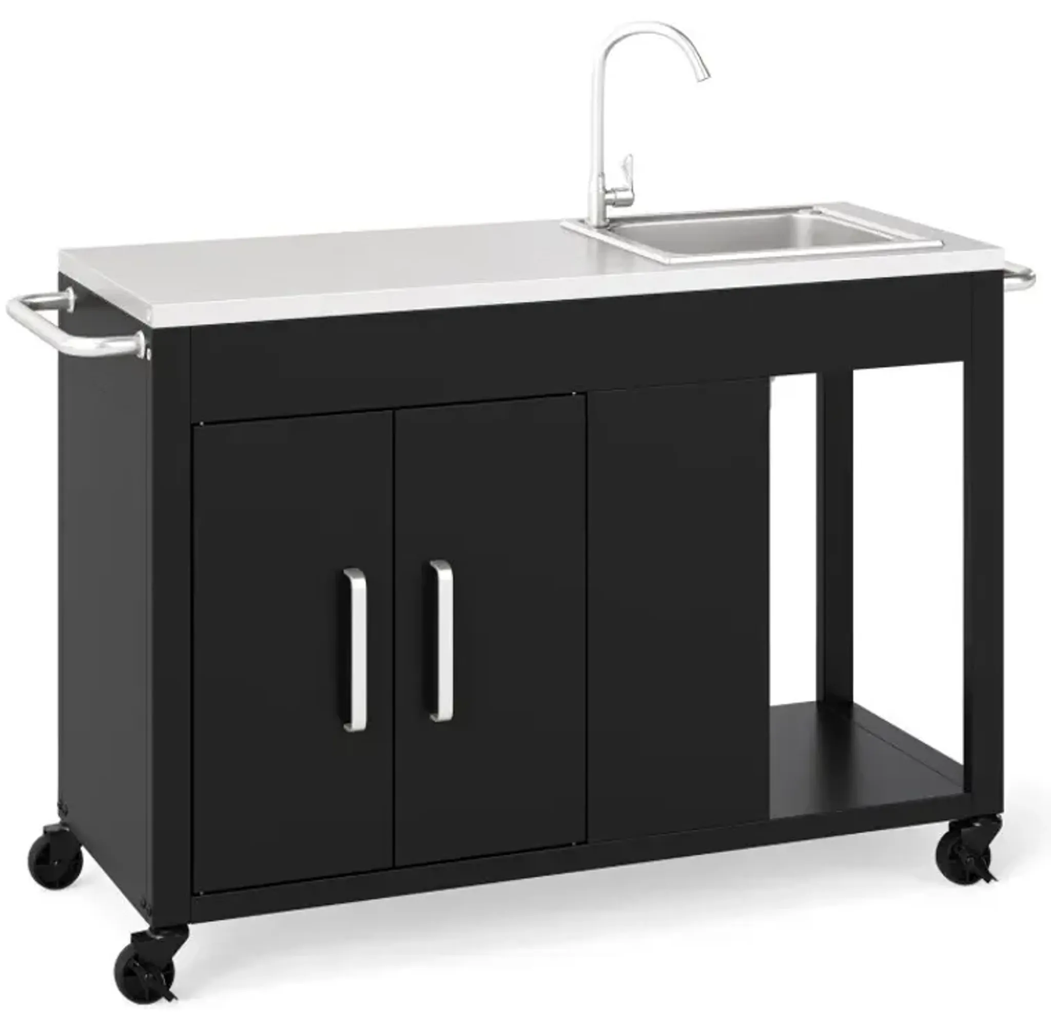 56 Inches Outdoor Grill Table with Sink and Stainless Steel Top ...