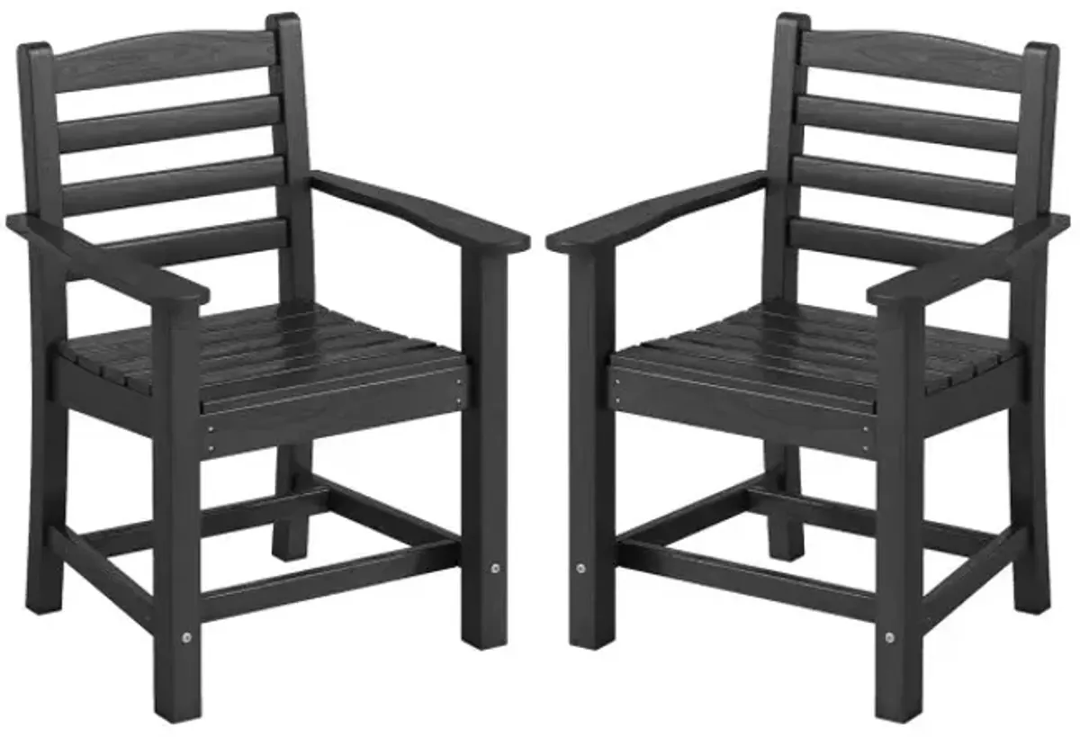 HDPE All Weather Patio Dining Chairs Set of 2 with Wide Armrests