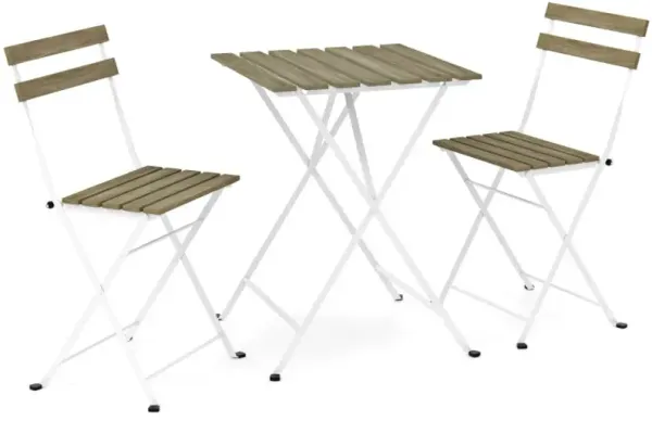 3 Piece Patio Acacia Wood Bistro Set with Slatted Seat and Tabletop