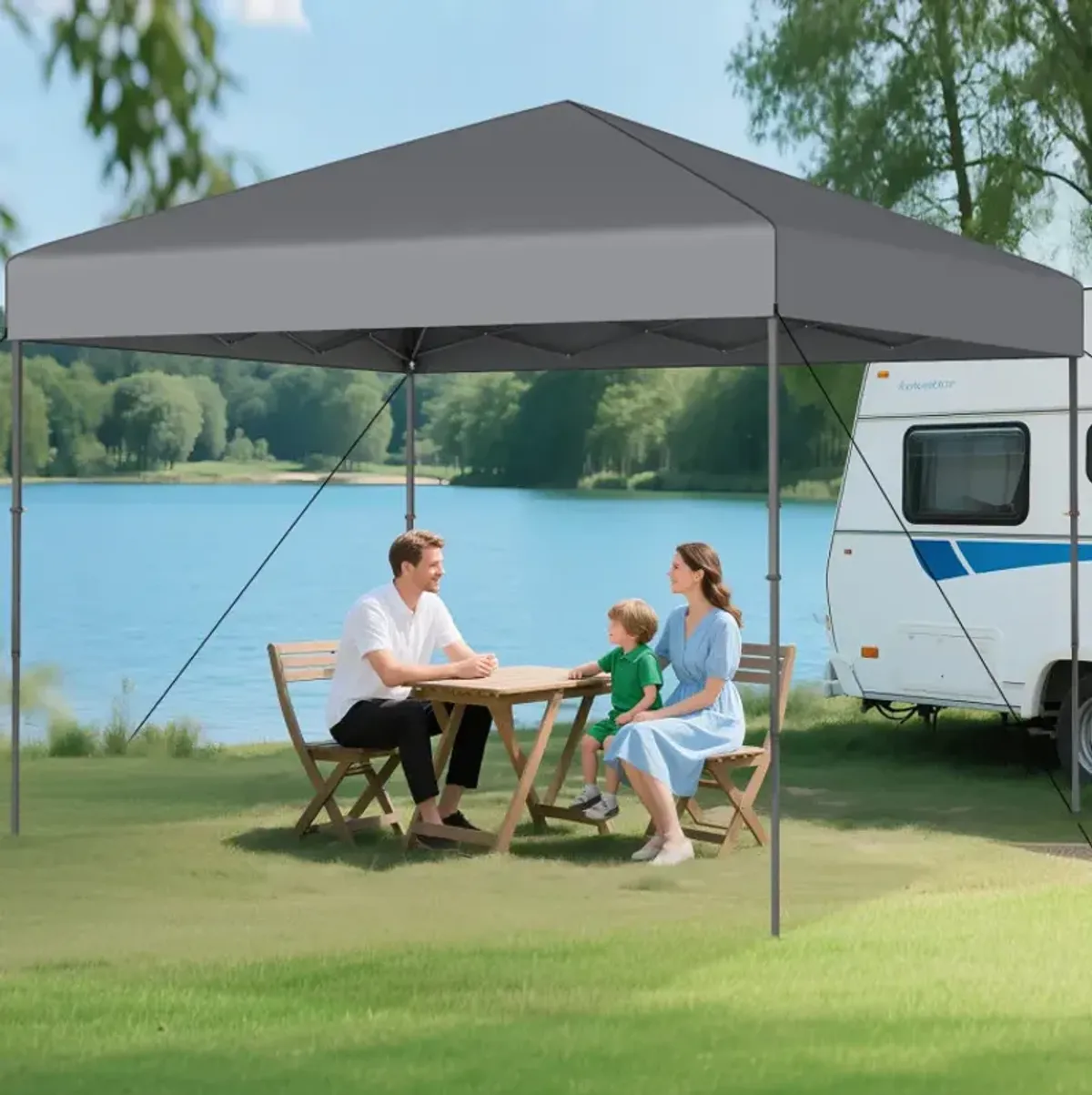 10 X 10 Feet Pop up Canopy Tent with Portable Carrying Bag and 8 Stakes(Easy Setup)