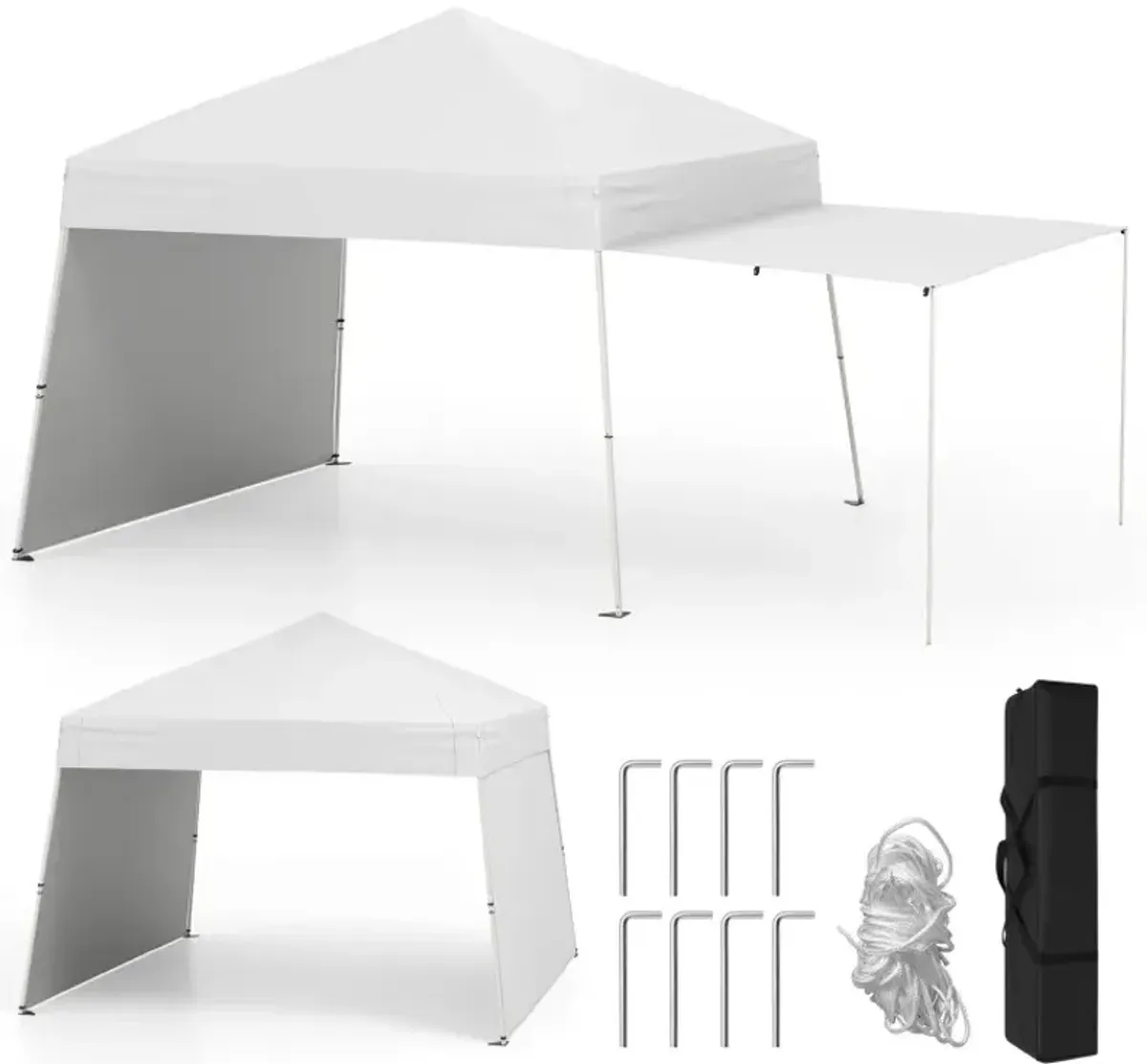 14 x 9.2 Feet Pop up Canopy Tent with 2 Convertible Sidewalls to Awning and Stakes