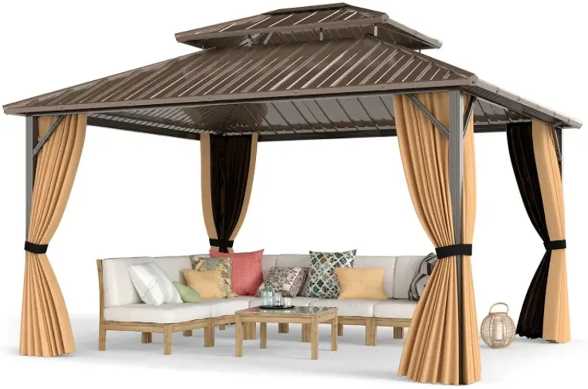 14 x 12 FT Hardtop Gazebo Outdoor Pergola for Patio Garden Deck Lawn Backyard Party Tent