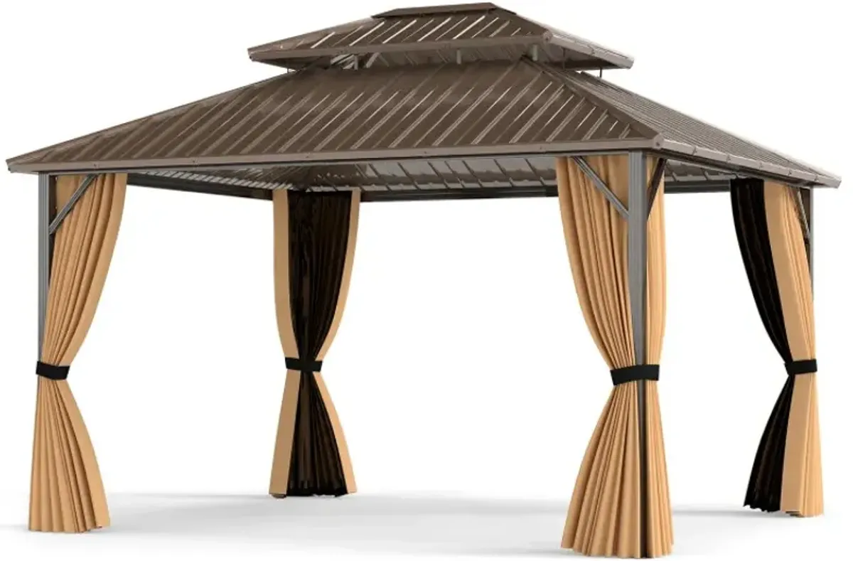 14 x 12 FT Hardtop Gazebo Outdoor Pergola for Patio Garden Deck Lawn Backyard Party Tent