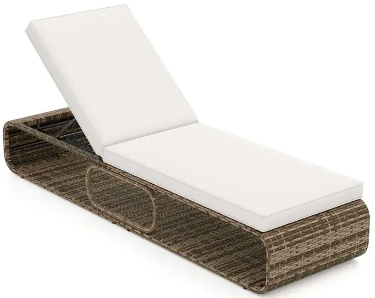 7-Position Adjustable PE Rattan Outdoor Chaise Lounge Chair