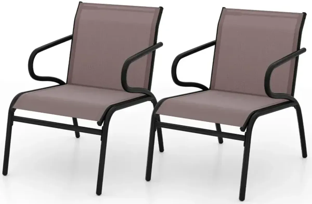 Modern Patio Chairs Set of 2 with Breathable Fabric for Porch