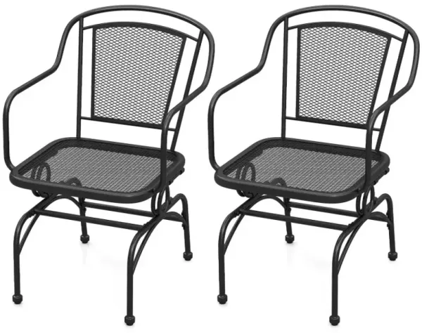 Outdoor Rocking Chair Set of 2 with Mesh Backrest and Seat for Yard