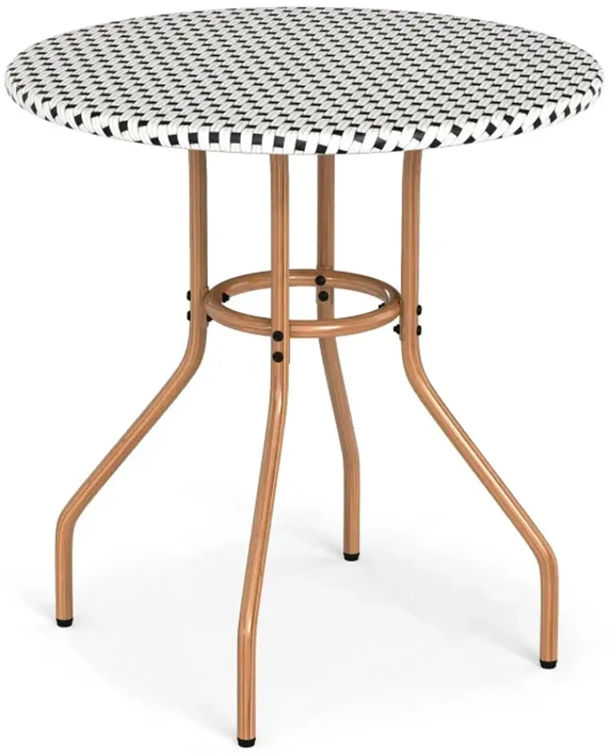 27.5 inch Outdoor Bistro Table with Heavy Duty Metal Frame and Adjustable Foot Pads