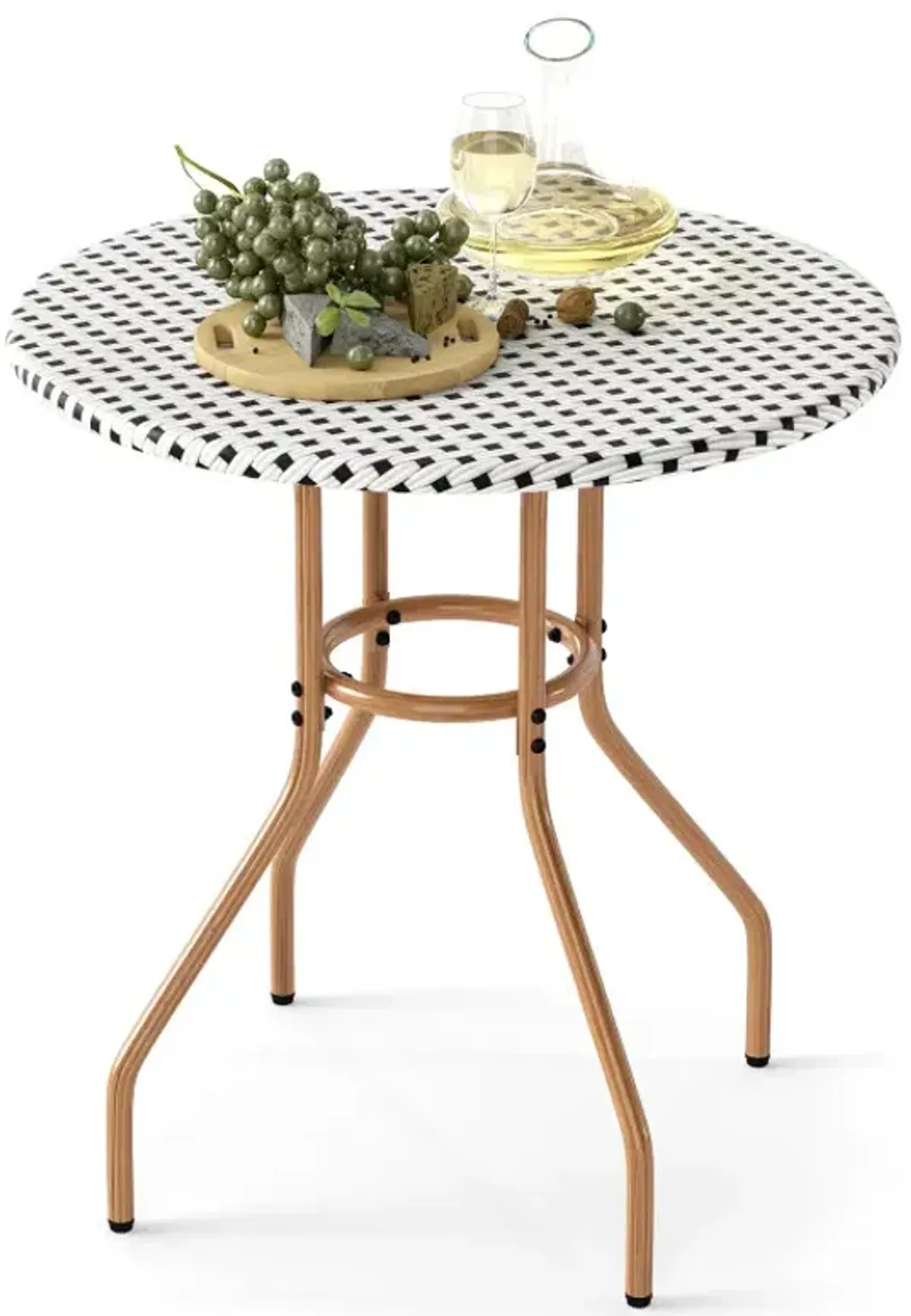 27.5 inch Outdoor Bistro Table with Heavy Duty Metal Frame and Adjustable Foot Pads