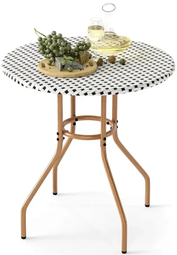 27.5 inch Outdoor Bistro Table with Heavy Duty Metal Frame and Adjustable Foot Pads