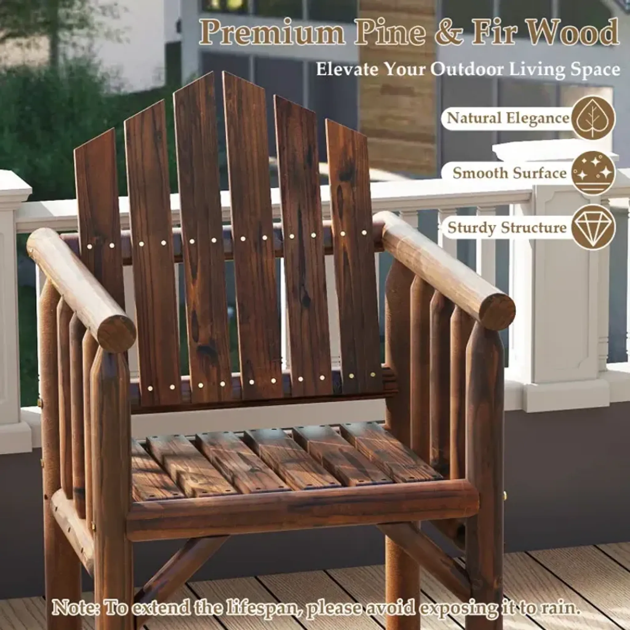 Outdoor Wood Armchair Wooden Patio Dining Chair With Armrests Costway ...