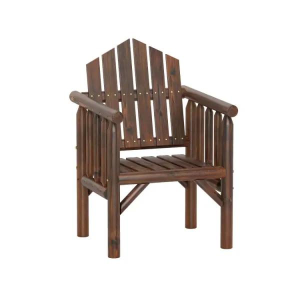 Outdoor Wood Armchair Wooden Patio Dining Chair with Armrests