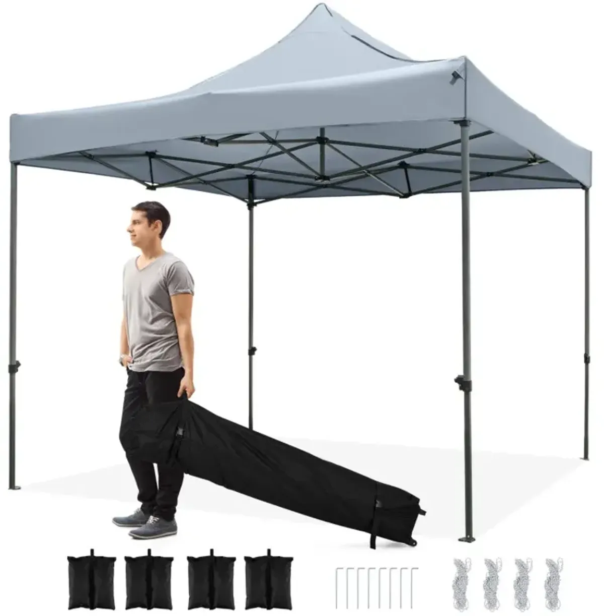 10 x 10 FT Outdoor Pop up Canopy Tent Easy Setup Gazebo Shelter with Wheeled Bag
