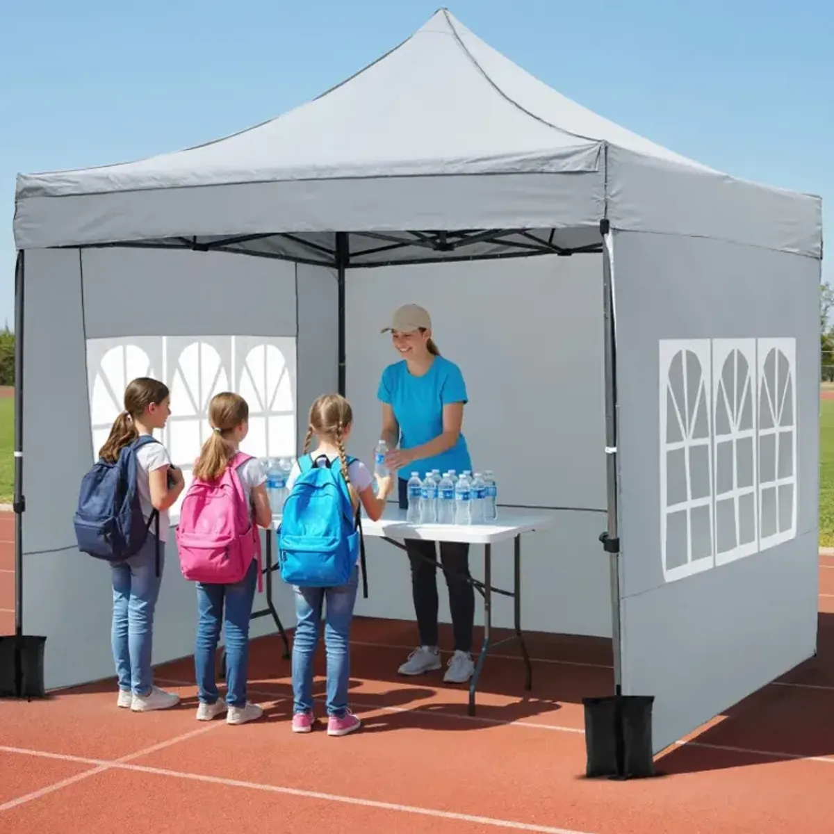 10 x 10 FT Pop up Canopy Tent with Sidewalls and Awning for Party Picnic Event