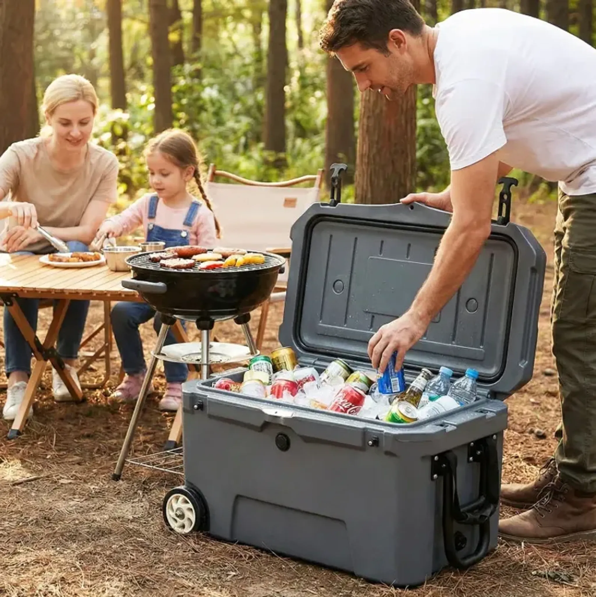 52 Quart Portable Hard Cooler with 6-Day Ice Retention and Wheels ...