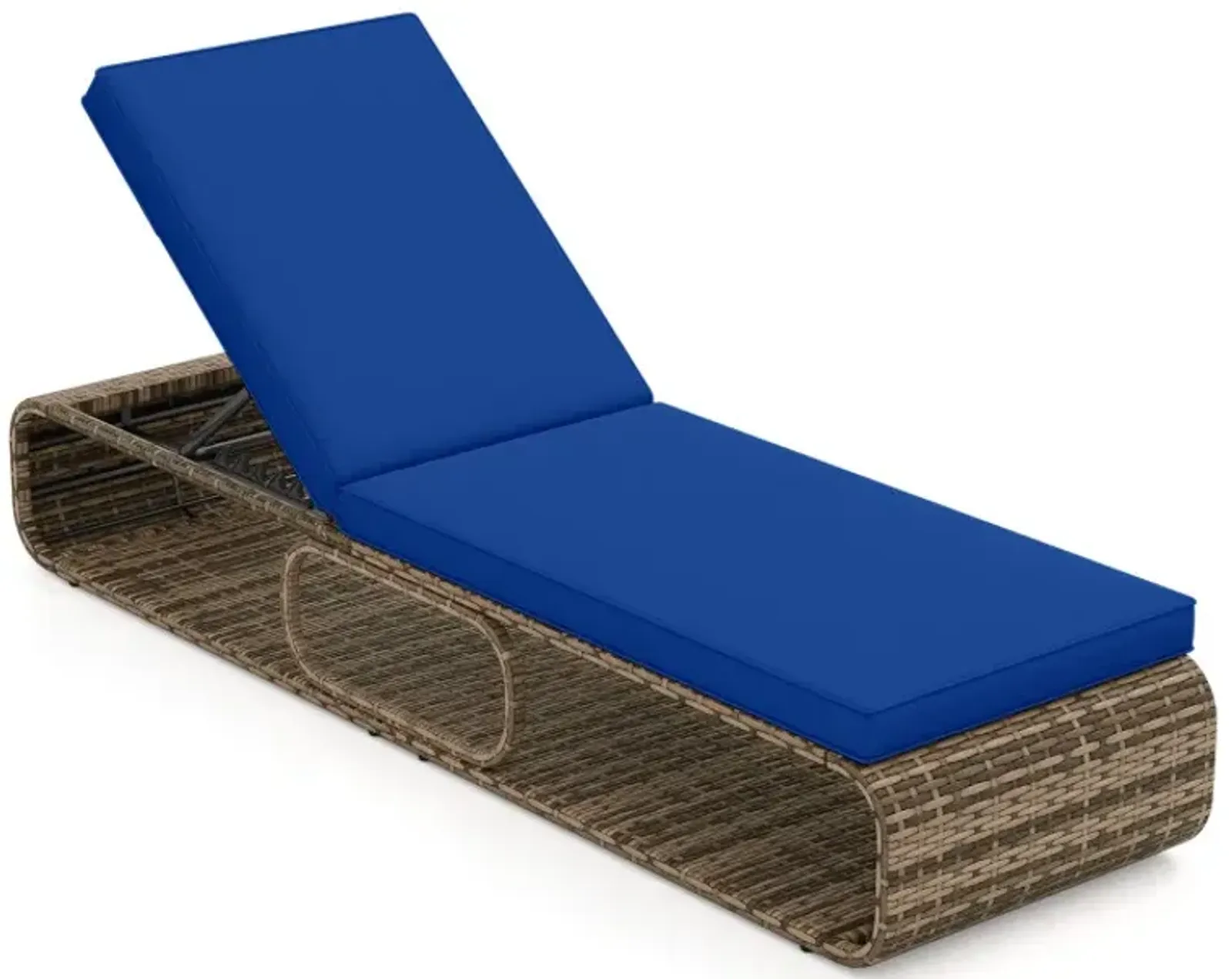 7-Position Adjustable PE Rattan Outdoor Chaise Lounge Chair