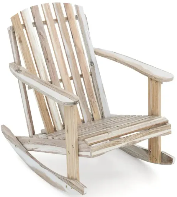 Adirondack Rocking Chair with Slatted Seat and High Fanned Back