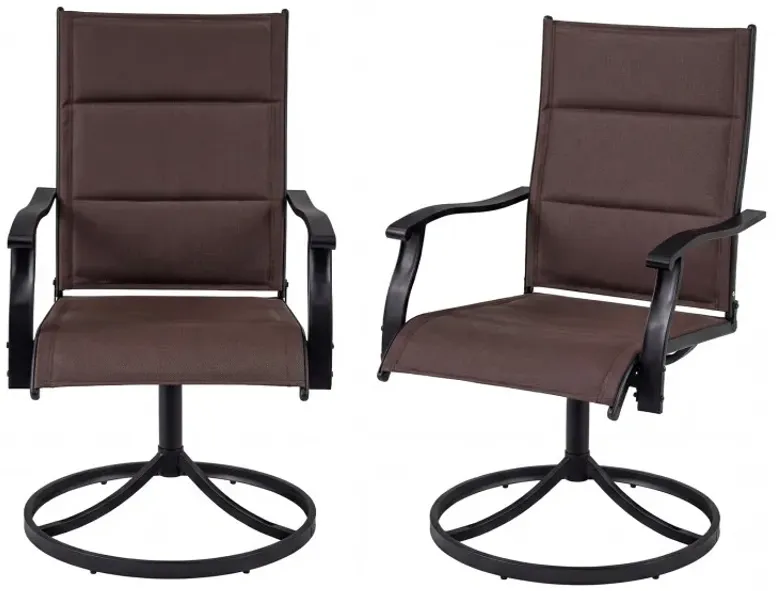 Padded Patio Swivel Chairs Set of 2 Ergonomic Outdoor Dining Chairs with Breathable Fabric