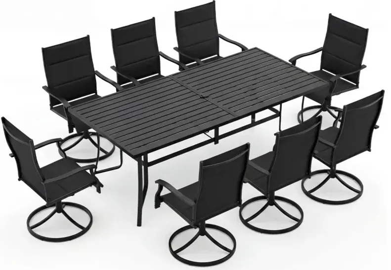 9-Piece Outdoor Dining Set for 8 with Umbrella Hole and 8 Chairs