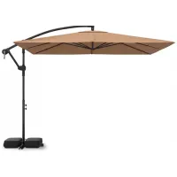 adjustable patio umbrella with base Best Choice Products 10ft Offset Hanging Outdoor Market Patio Umbrella w/ Easy Tilt Adjustment