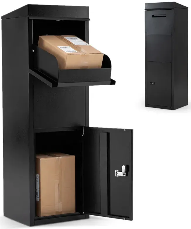 Package Delivery Box for Outside with Anti-Theft Baffle Sloped Roof