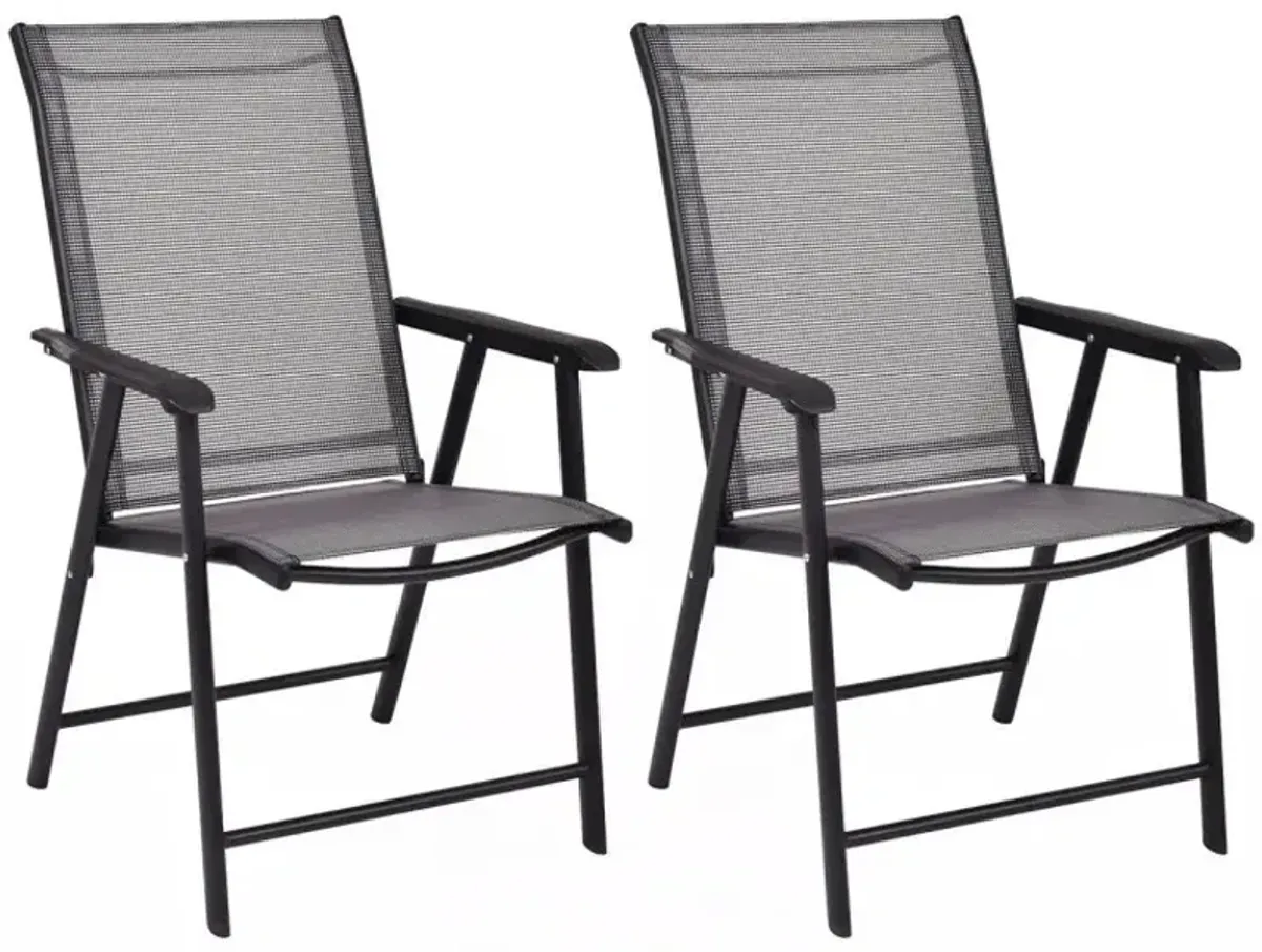 Set of 2 Outdoor Patio Folding Chair with Ergonomic Armrests