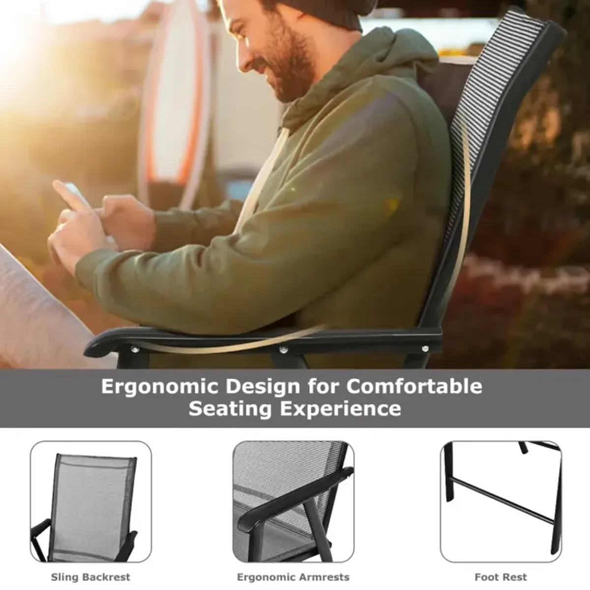 4-Pack Patio Portable Folding Chairs for Outdoor Camping