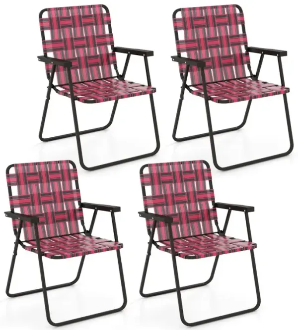 4 Pieces Folding Beach Chair Camping Lawn Webbing Chair