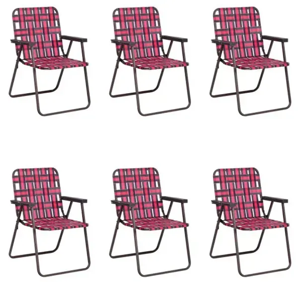 6 Pieces Folding Beach Chair Camping Lawn Webbing Chair
