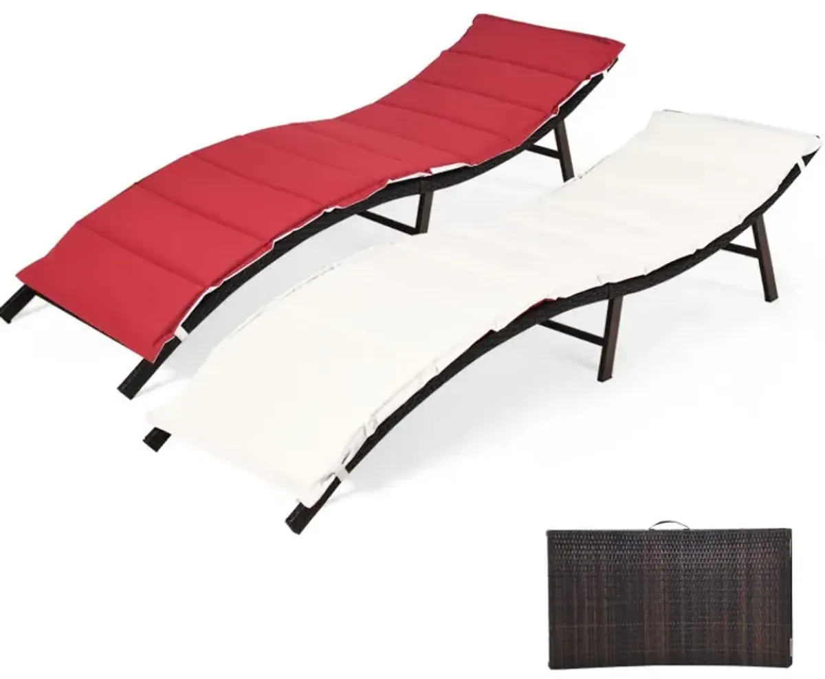 2 Pieces Folding Patio Lounger Chair