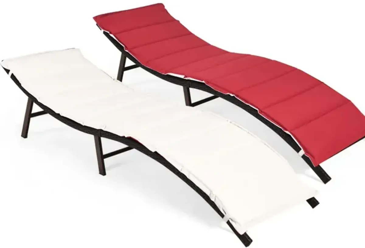 2 Pieces Folding Patio Lounger Chair