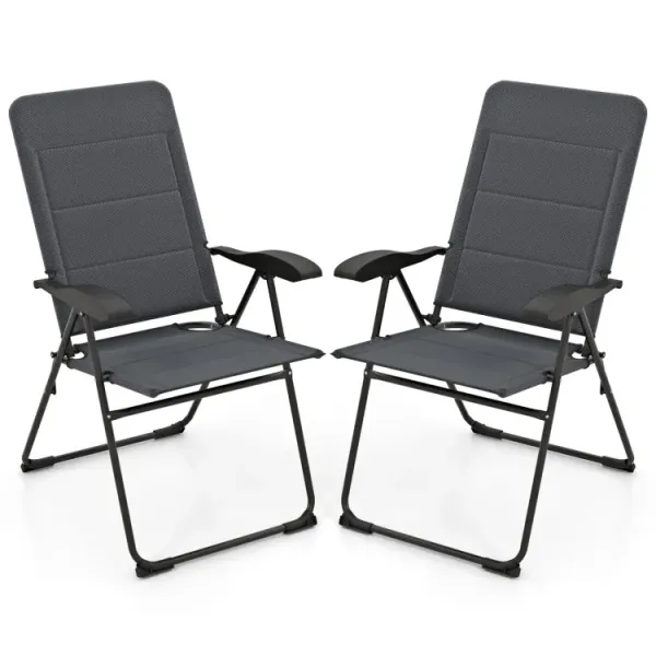 2 Pieces Outdoor Folding Patio Chairs with Adjustable Backrests for Bistro and Backyard