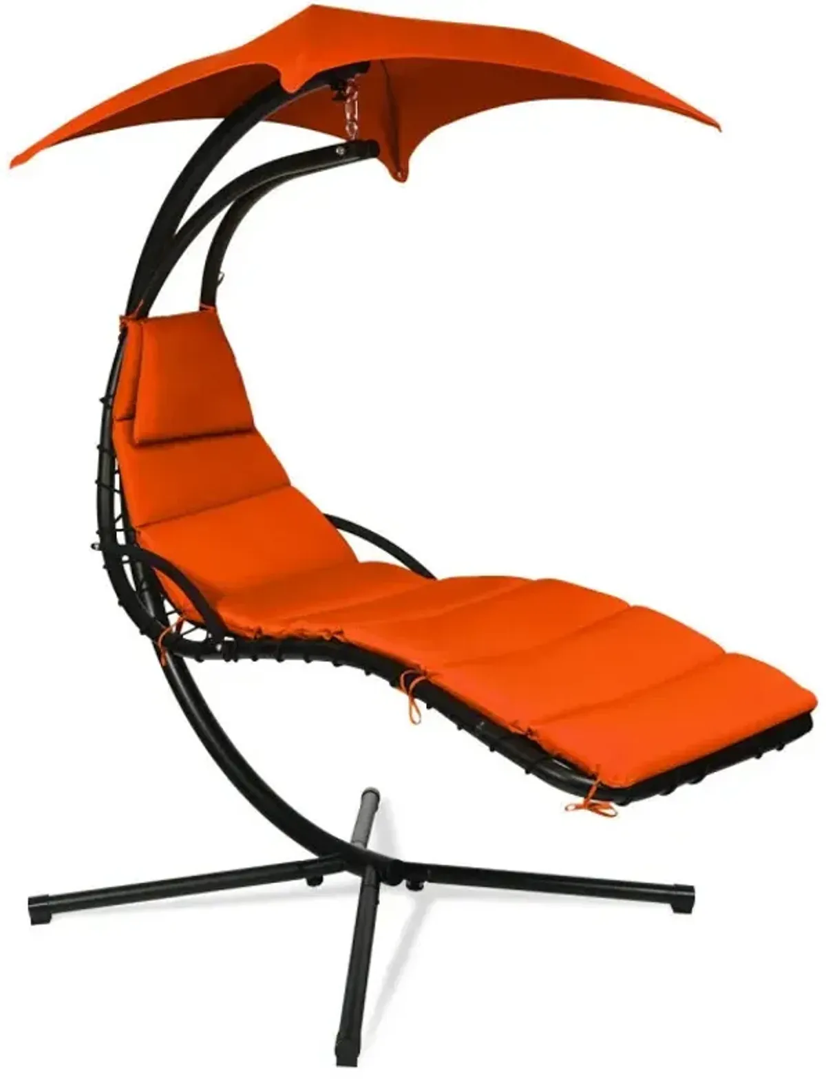 Hanging Chaise Lounger with Stand and Pillow for Outdoor