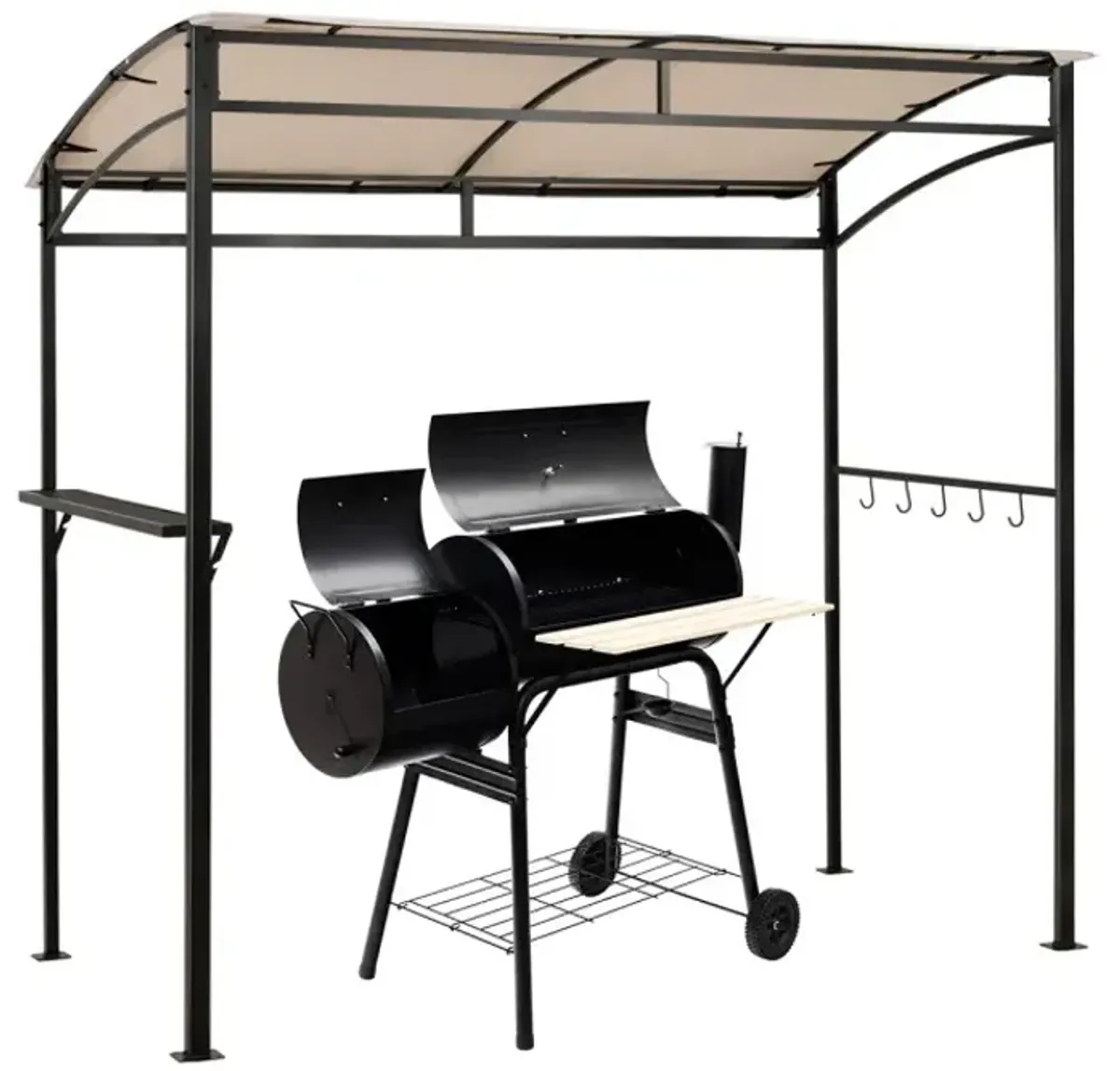 7 Feet Grill Gazebo with Serving Shelf and Storage Hooks
