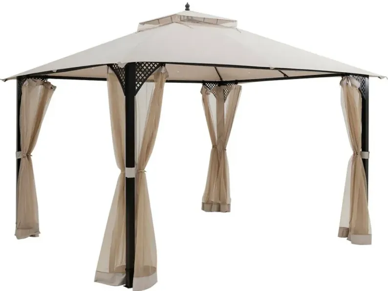 12 x 10 Feet Outdoor Double Top Patio Gazebo with Netting