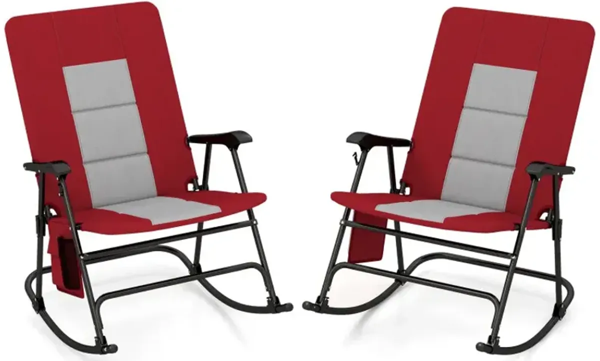 Foldable Rocking Padded Portable Camping Chair with Backrest and Side pocket